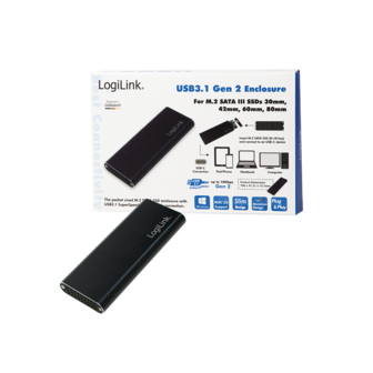 M.2 SATA Logilink SSD-behuizing USB3.1-Gen2/Zwart