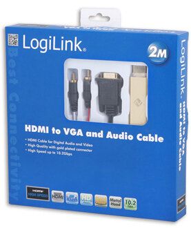 HDMI (M) --&gt; VGA / Audio / USB2.0 2.00m LogiLink