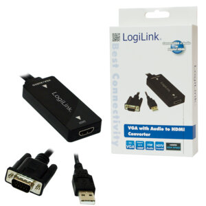 Adapter VGA en USB (M) --&gt; HDMI (F) LogiLink