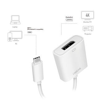 Adapter USB-C (M) --&gt; DisplayPort (F) Logilink