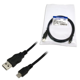 USB 2.0 A --&gt; micro B 1.80m LogiLink Zwart