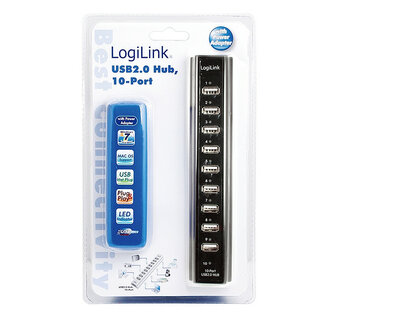 LogiLink 10 Port, USB-A 2.0 actief