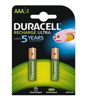 AAA Duracell Recharge Ultra 900mAh NiMH 2 stuks blister