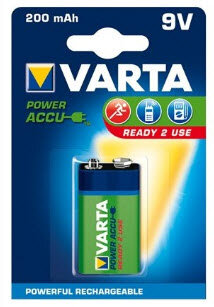 9V Varta 200mAh NiMH 1 stuk blisterverpakking