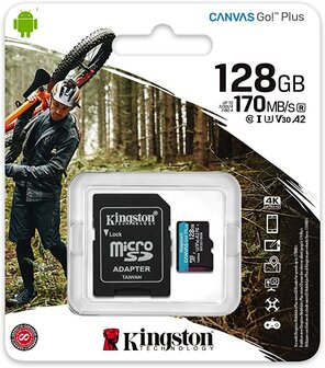 SDXC Card Micro 128GB Kingston UHS-I U3 Canvas Go! Plus