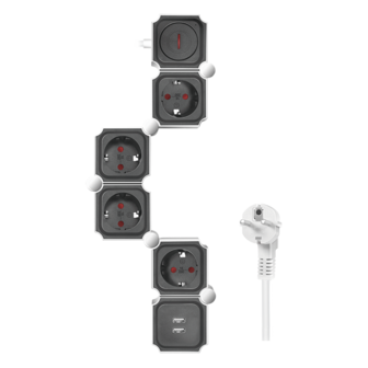 Stekkerdoos 5-voudig / 2x USB-A / 1,5m / Zw-Wi /LogiLink