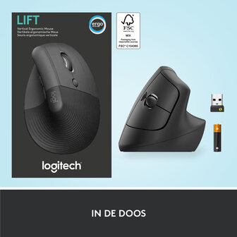 Logitech Lift Vertical Ergonomic Zwart Retail Wireless