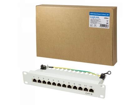 TOE 1U Patch Panel 12-port CAT6 STP Grijs LogiLink