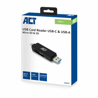 AC6375 USB-C/USB-A kaartlezer, SD/micro SD