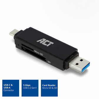 AC6375 USB-C/USB-A kaartlezer, SD/micro SD