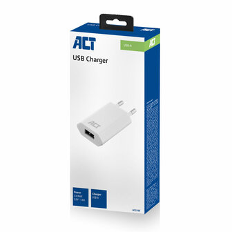 AC2105 USB lader, 1-poort, 1A, 5W, wit