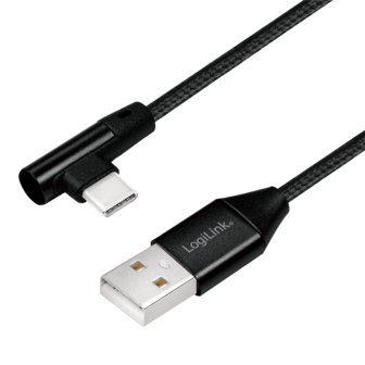 USB 2.0 C(90&deg;)  USB-A 1.00m LogiLink Zwart