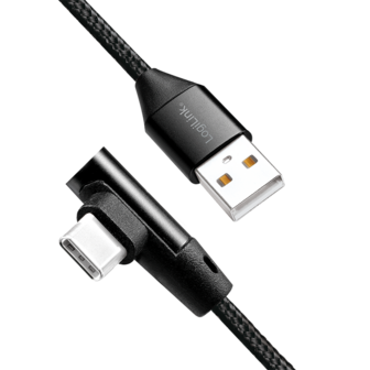 USB 2.0 C(90&deg;)  USB-A 1.00m LogiLink Zwart