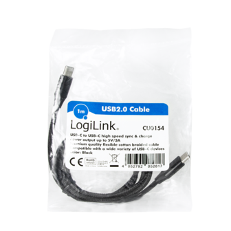 USB 2.0 C  USB-C 1.00m LogiLink Zwart