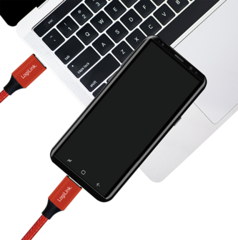 USB 2.0 C  USB-C 1.00m LogiLink Rood