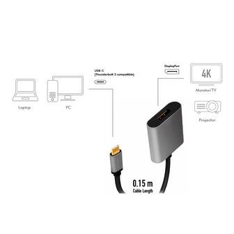 USB 3.2 Gen1 C --&gt; DP(F) 0.15m LogiLink 4K