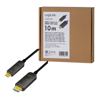 USB 3.2 Gen2 C --&gt; HDMI 10.00m LogiLink 4K Zwart