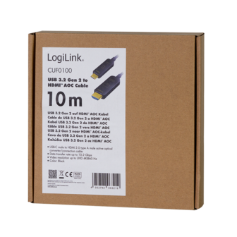 USB 3.2 Gen2 C --&gt; HDMI 10.00m LogiLink 4K Zwart