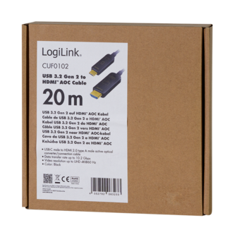 USB 3.2 Gen2 C --&gt; HDMI 20.00m LogiLink 4K Zwart