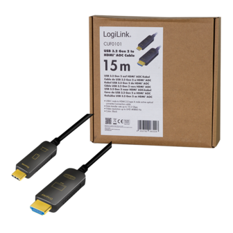 USB 3.2 Gen2 C --&gt; HDMI 15.00m LogiLink 4K Zwart