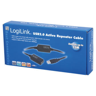 USB 2.0 A --&gt; A 20.00m Verlenging LogiLink + versterker