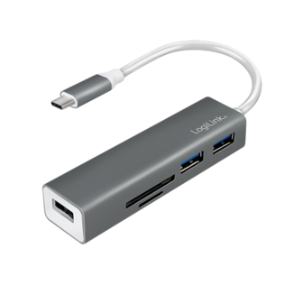 LogiLink 3 Port, USB-C --&gt; USB-A 3.0 + cardreader