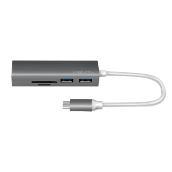 LogiLink 3 Port, USB-C --&gt; USB-A 3.0 + cardreader