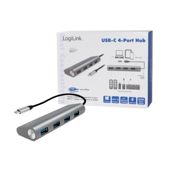 LogiLink 4 Port, USB-C --&gt; USB-A 3.0 Passief