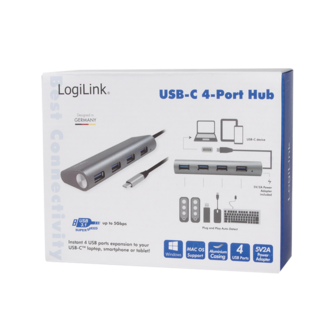 LogiLink 4 Port, USB-C --&gt; USB-A 3.0 Passief