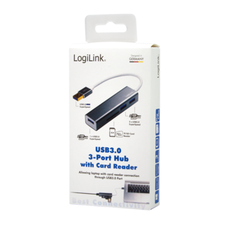 LogiLink 3 Port, USB-A --&gt; USB-A 3.0 + cardreader