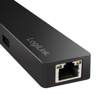 LogiLink 3 Port, USB-C --&gt; USB-A 3.0 + Netwerkadapter