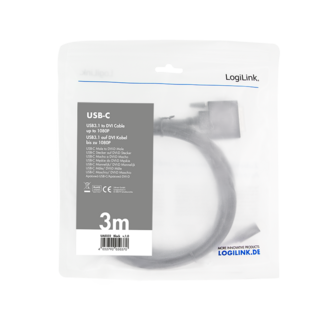 USB-C 3.2 (M) --&gt; DVI (M) 3.00m LogiLink