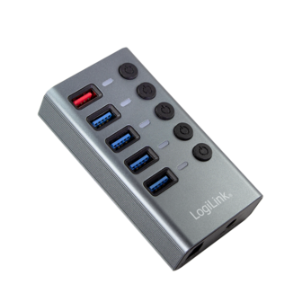 LogiLink 5 Port, USB-B --&gt; USB-A 3.0 actief+schakelaars