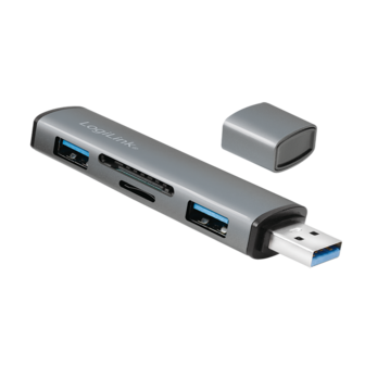 LogiLink 2 Port, USB-A --&gt; USB-A 3.2 + cardreader