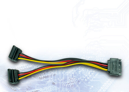 Voedingsplitter SATA --&gt; 2x SATA 90&deg; hoek Inter-Tech