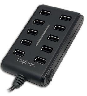LogiLink 10 Port, USB-A 2.0 actief met schakelaar