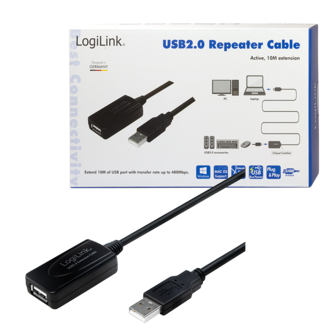 USB 2.0 A --&gt; A 10.00m Verlenging LogiLink + versterker