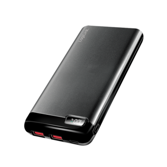 Power Bank 10000mAh LogiLink 2x USB, 1x USB-C Zwart