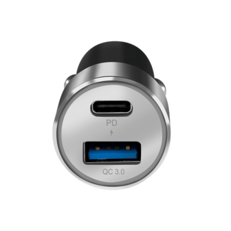 Lader Auto 1xUSB-C 18W + 1xUSB-A 18W LogiLink Zilver