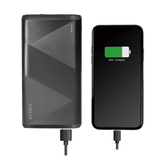 Power Bank 10000mAh LogiLink 1xUSB-C, 1xUSB-A Zwart