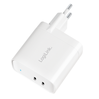 Lader 230V 2xUSB-C 65W LogiLink Wit