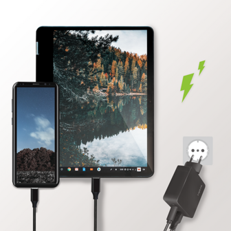 Lader 230V 1xUSB-C 18W+1xUSB-A 18W LogiLink Zwart