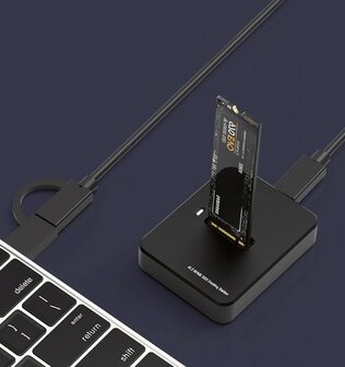Desktop USB Type-C M.2 SATA &amp; NVME SSD drive docking station, black