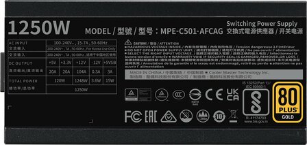 Cooler Master V GOLD V2 Full modular 1250W ATX3.1