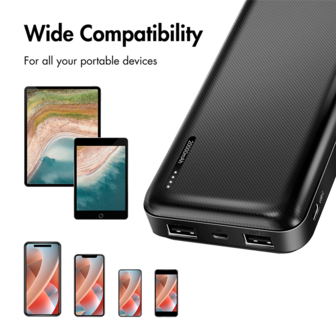 Power Bank 20000mAh LogiLink 2x USB-A Zwart