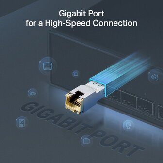 TP-Link Gigabit 1000BASE-T RJ4S FP module.