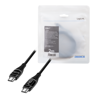 USB 2.0 C  USB-C 2.00m LogiLink Zwart, OLED display