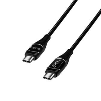 USB 2.0 C  USB-C 2.00m LogiLink Zwart, OLED display