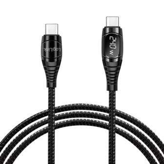 USB 2.0 C  USB-C 2.00m LogiLink Zwart, OLED display
