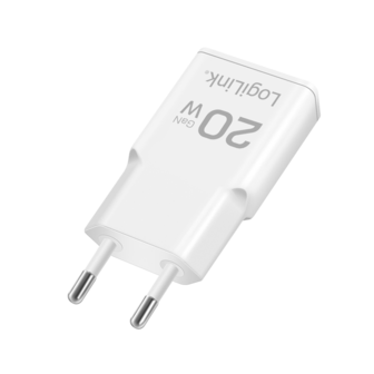 Lader 230V 1xUSB-C 20W+1xUSB-A 18W LogiLink Zwart